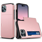 For iPhone 14 Pro 6.1 inch Anti-scratch Phone Case Card Holder Soft TPU + Hard PC Hybrid Cover