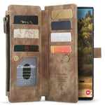For Samsung Galaxy S22 Ultra 5G Phone Cases with Strap CASEME C30 Zipper Multiple Card Holder PU Leather Cover