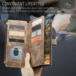 For Samsung Galaxy S22 Ultra 5G Phone Cases with Strap CASEME C30 Zipper Multiple Card Holder PU Leather Cover