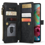 For Samsung Galaxy A71 4G SM-A715 Phone Cases with Strap CASEME C30 Zipper Multiple Card Holder PU Leather Cover