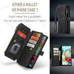 For Samsung Galaxy A71 4G SM-A715 Phone Cases with Strap CASEME C30 Zipper Multiple Card Holder PU Leather Cover