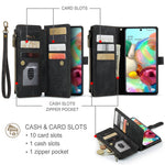 For Samsung Galaxy A71 4G SM-A715 Phone Cases with Strap CASEME C30 Zipper Multiple Card Holder PU Leather Cover