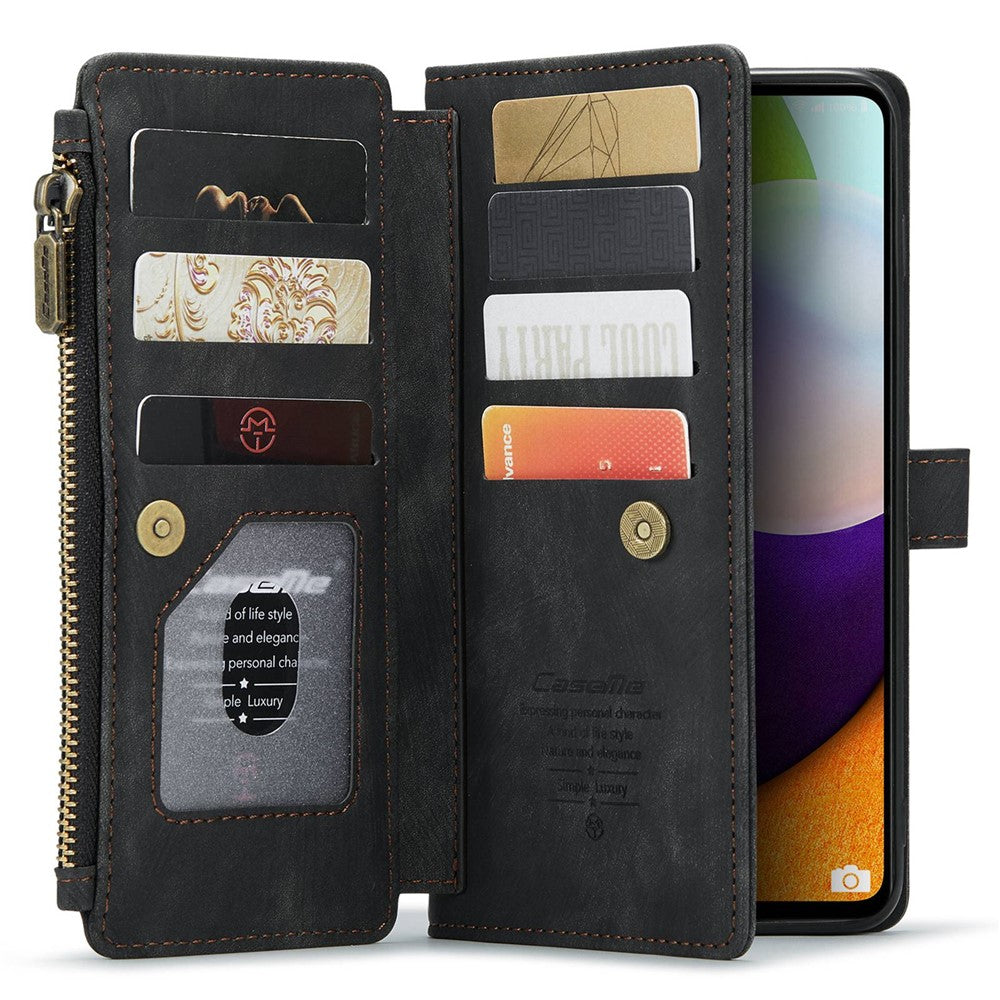 For Samsung Galaxy A52 4G / 5G / A52s 5G Phone Cases with Strap CASEME C30 Zipper Multiple Card Holder PU Leather Cover