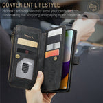 For Samsung Galaxy A52 4G / 5G / A52s 5G Phone Cases with Strap CASEME C30 Zipper Multiple Card Holder PU Leather Cover