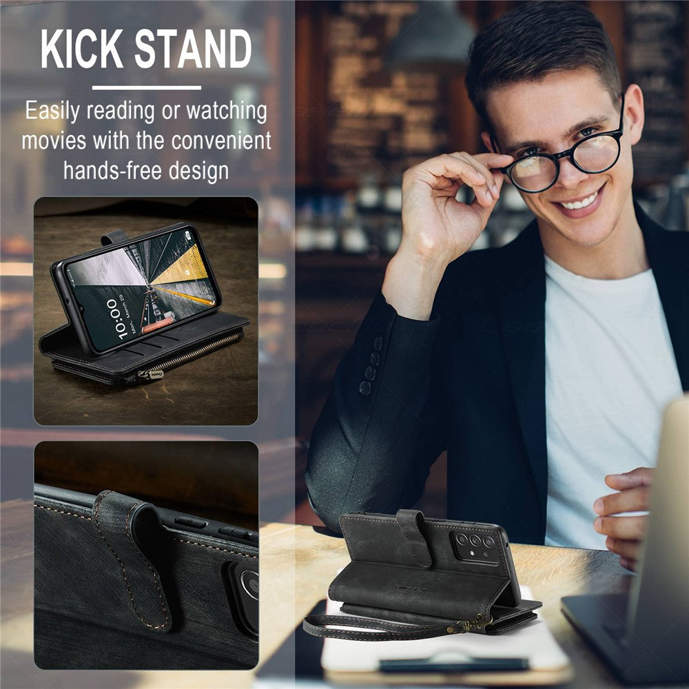 For Samsung Galaxy A52 4G / 5G / A52s 5G Phone Cases with Strap CASEME C30 Zipper Multiple Card Holder PU Leather Cover