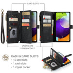 For Samsung Galaxy A52 4G / 5G / A52s 5G Phone Cases with Strap CASEME C30 Zipper Multiple Card Holder PU Leather Cover
