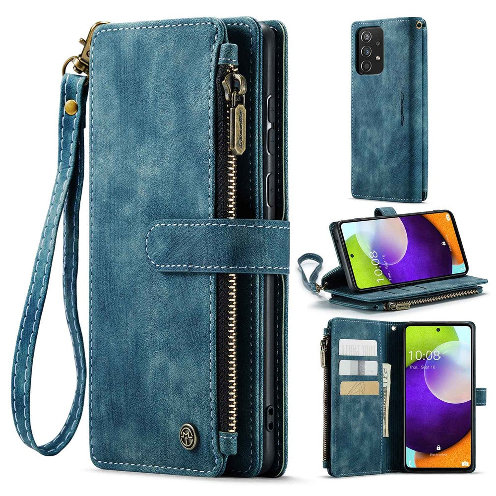For Samsung Galaxy A52 4G / 5G / A52s 5G Phone Cases with Strap CASEME C30 Zipper Multiple Card Holder PU Leather Cover