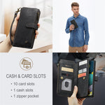 For Samsung Galaxy A51 4G SM-A515 Phone Cases with Strap CASEME C30 Zipper Multiple Card Holder PU Leather Cover