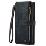 For Samsung Galaxy S22+ 5G Phone Cases with Strap CASEME C30 Zipper Multiple Card Holder PU Leather Cover