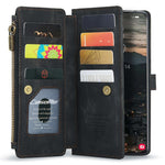 For Samsung Galaxy S22+ 5G Phone Cases with Strap CASEME C30 Zipper Multiple Card Holder PU Leather Cover