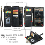 For Samsung Galaxy S22+ 5G Phone Cases with Strap CASEME C30 Zipper Multiple Card Holder PU Leather Cover