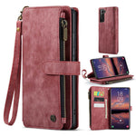 For Samsung Galaxy S22+ 5G Phone Cases with Strap CASEME C30 Zipper Multiple Card Holder PU Leather Cover