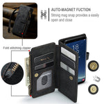 For Samsung Galaxy S22 5G Phone Cases with Strap CASEME C30 Zipper Multiple Card Holder PU Leather Cover