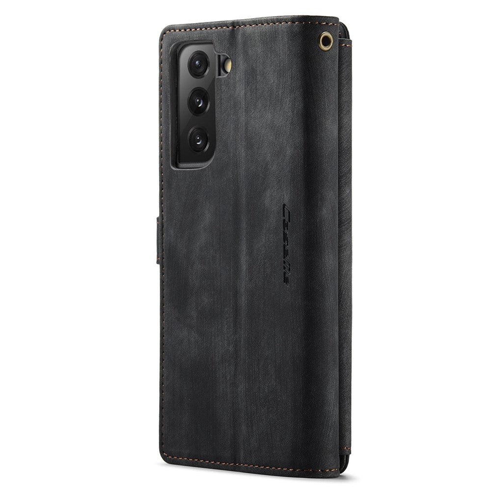 For Samsung Galaxy S22 5G Phone Cases with Strap CASEME C30 Zipper Multiple Card Holder PU Leather Cover