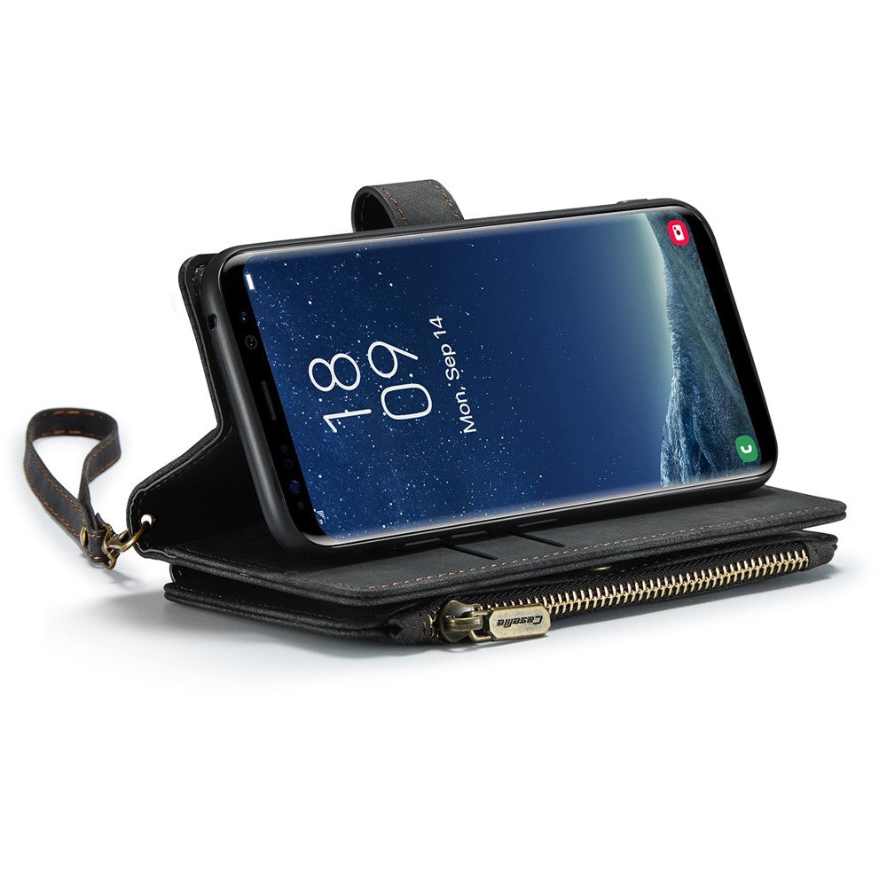 For Samsung Galaxy S22 5G Phone Cases with Strap CASEME C30 Zipper Multiple Card Holder PU Leather Cover