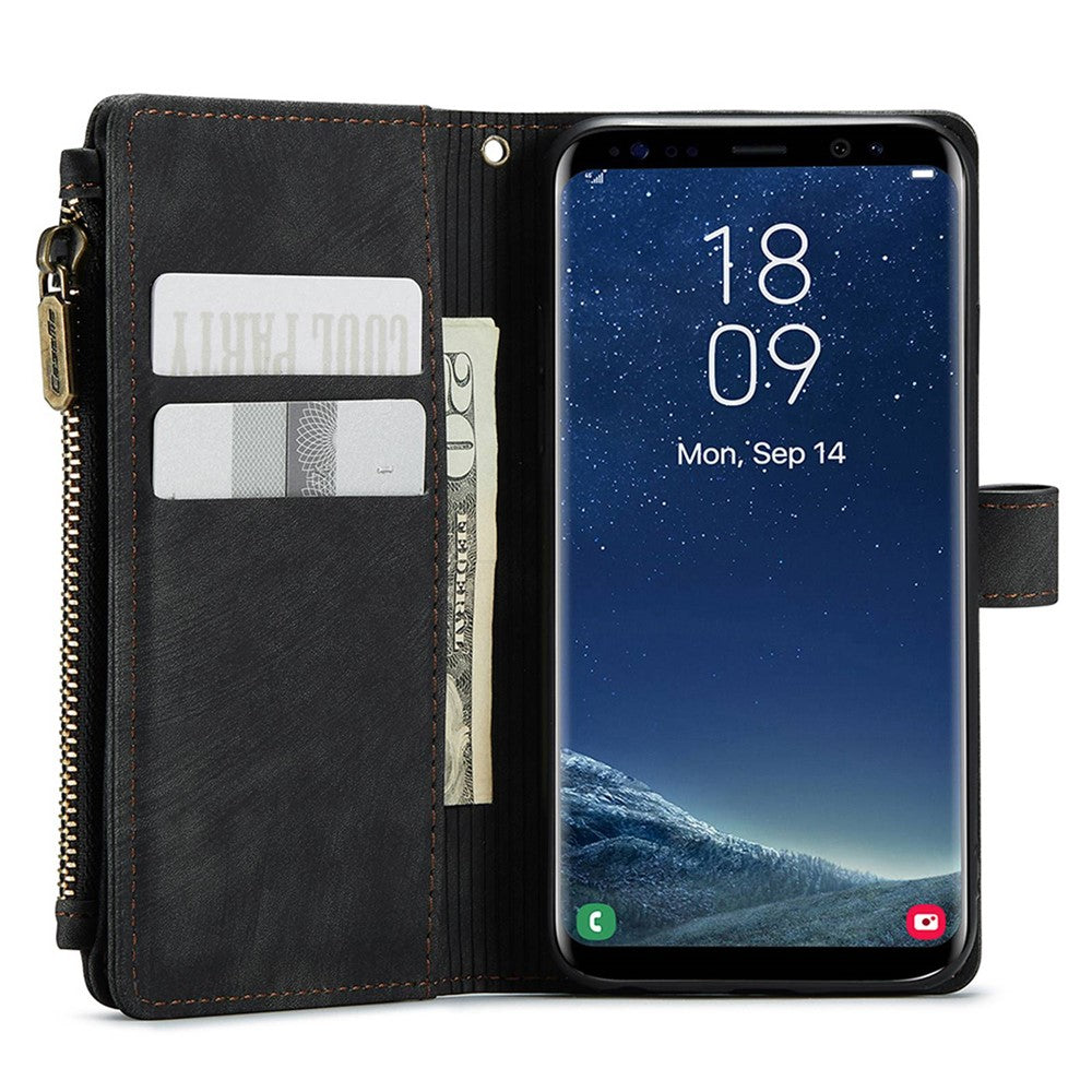 For Samsung Galaxy S22 5G Phone Cases with Strap CASEME C30 Zipper Multiple Card Holder PU Leather Cover