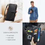 For Samsung Galaxy S21 FE 5G Phone Cases with Strap CASEME C30 Zipper Multiple Card Holder PU Leather Cover