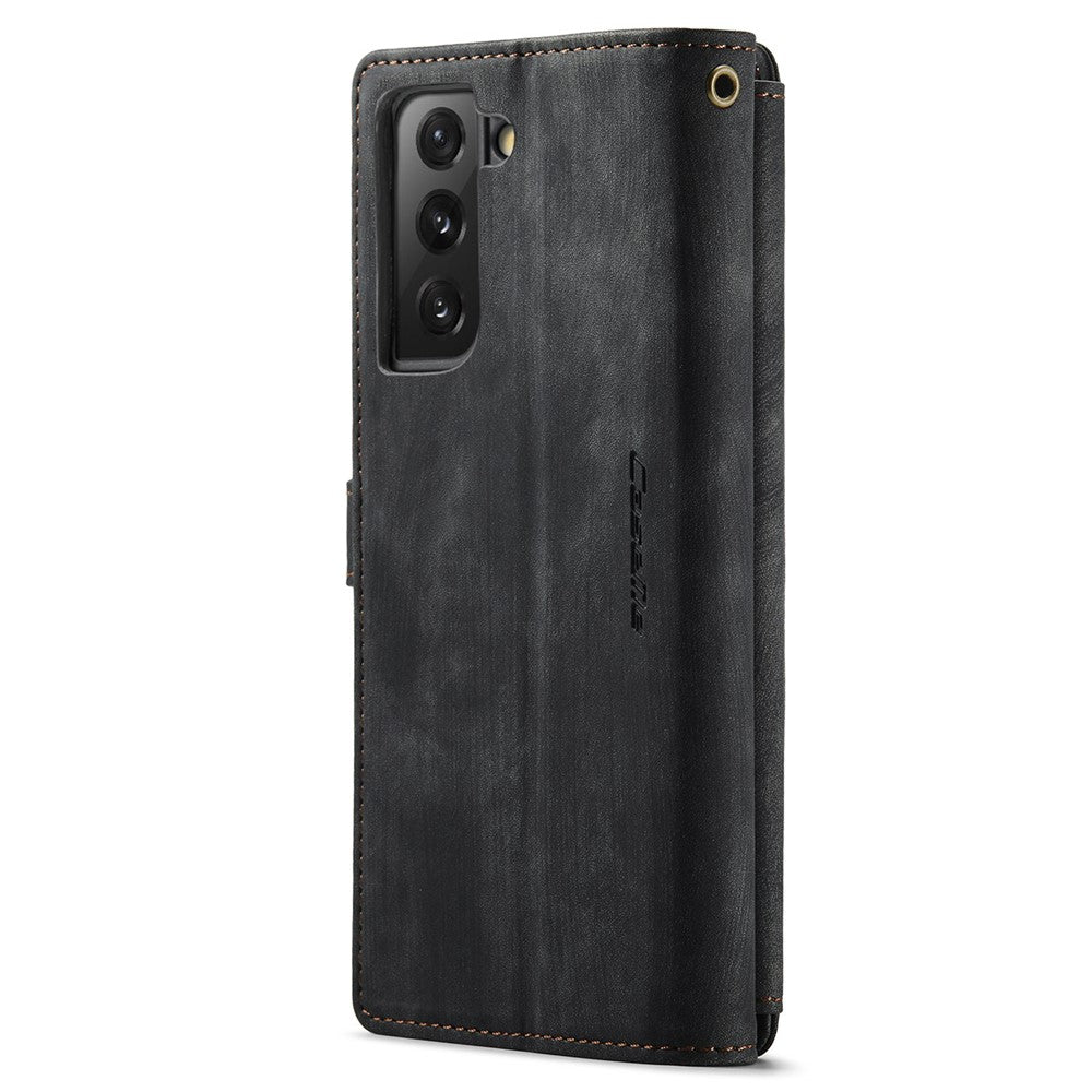 For Samsung Galaxy S21 FE 5G Phone Cases with Strap CASEME C30 Zipper Multiple Card Holder PU Leather Cover