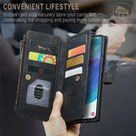 For Samsung Galaxy S21 FE 5G Phone Cases with Strap CASEME C30 Zipper Multiple Card Holder PU Leather Cover