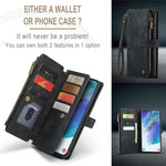 For Samsung Galaxy S21 FE 5G Phone Cases with Strap CASEME C30 Zipper Multiple Card Holder PU Leather Cover