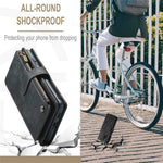 For Samsung Galaxy S21 FE 5G Phone Cases with Strap CASEME C30 Zipper Multiple Card Holder PU Leather Cover