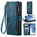 For Samsung Galaxy S21 FE 5G Phone Cases with Strap CASEME C30 Zipper Multiple Card Holder PU Leather Cover