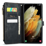 For Samsung Galaxy S21 Ultra 5G Phone Cases with Strap CASEME C30 Zipper Multiple Card Holder PU Leather Cover
