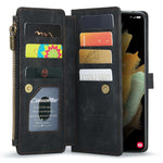 For Samsung Galaxy S21 Ultra 5G Phone Cases with Strap CASEME C30 Zipper Multiple Card Holder PU Leather Cover