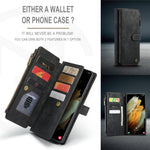 For Samsung Galaxy S21 Ultra 5G Phone Cases with Strap CASEME C30 Zipper Multiple Card Holder PU Leather Cover