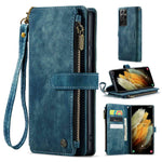 For Samsung Galaxy S21 Ultra 5G Phone Cases with Strap CASEME C30 Zipper Multiple Card Holder PU Leather Cover