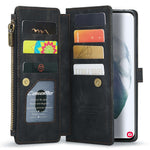 For Samsung Galaxy S21+ 5G Phone Cases with Strap CASEME C30 Zipper Multiple Card Holder PU Leather Cover