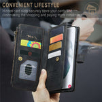 For Samsung Galaxy S21+ 5G Phone Cases with Strap CASEME C30 Zipper Multiple Card Holder PU Leather Cover