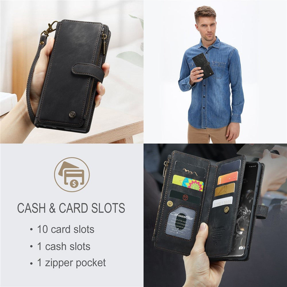 For Samsung Galaxy S20 Ultra 4G / 5G Phone Cases with Strap CASEME C30 Zipper Multiple Card Holder PU Leather Cover