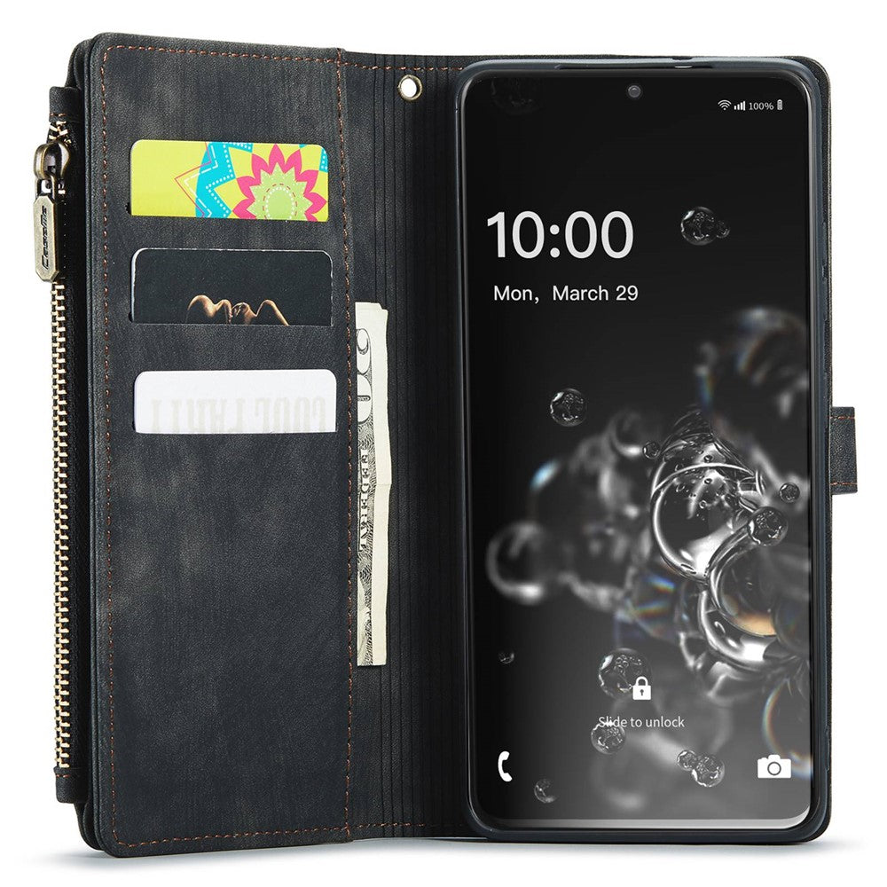 For Samsung Galaxy S20 Ultra 4G / 5G Phone Cases with Strap CASEME C30 Zipper Multiple Card Holder PU Leather Cover