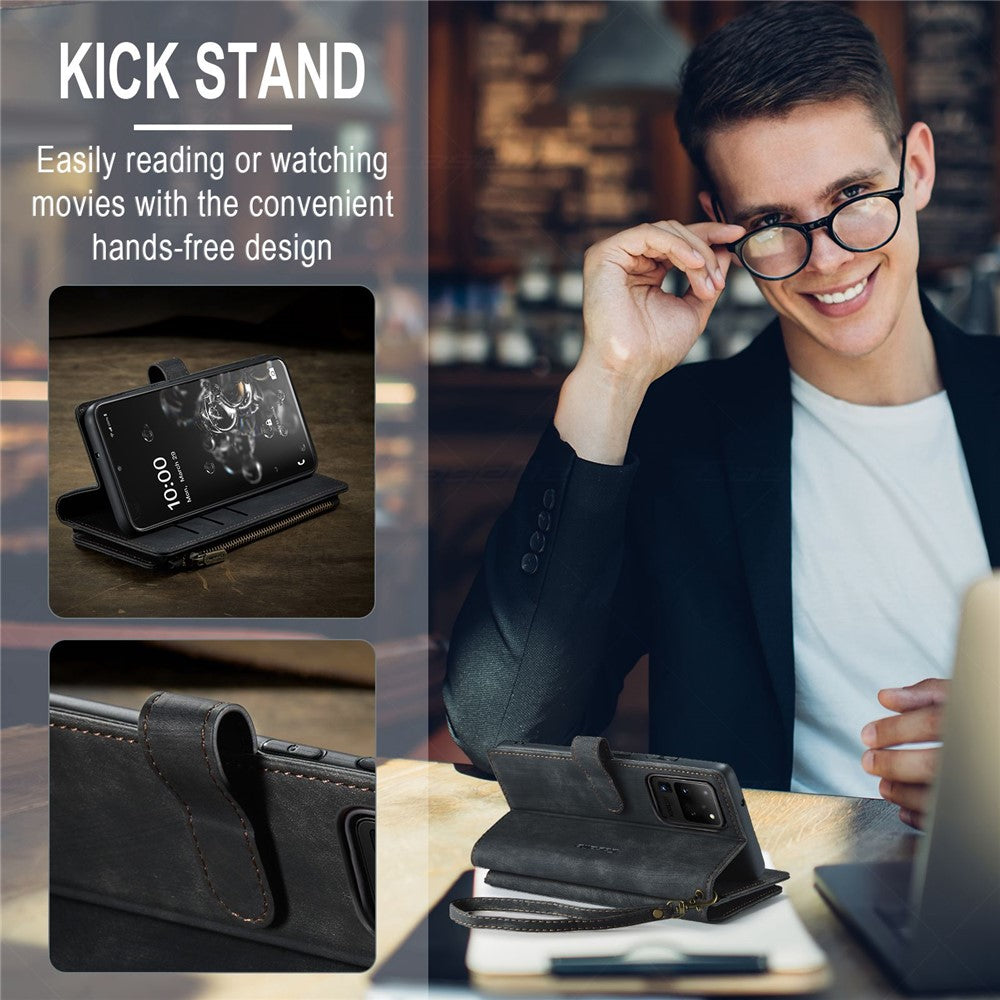 For Samsung Galaxy S20 Ultra 4G / 5G Phone Cases with Strap CASEME C30 Zipper Multiple Card Holder PU Leather Cover