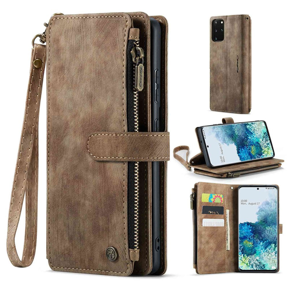 For Samsung Galaxy S20 Plus 4G / 5G Phone Cases with Strap CASEME C30 Zipper Multiple Card Holder PU Leather Cover