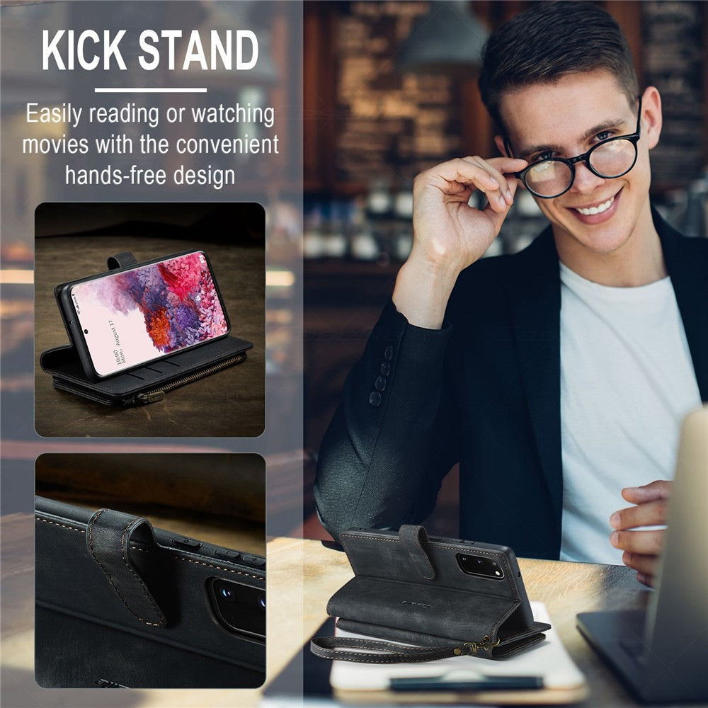 For Samsung Galaxy S20 4G / 5G Phone Cases with Strap CASEME C30 Zipper Multiple Card Holder PU Leather Cover