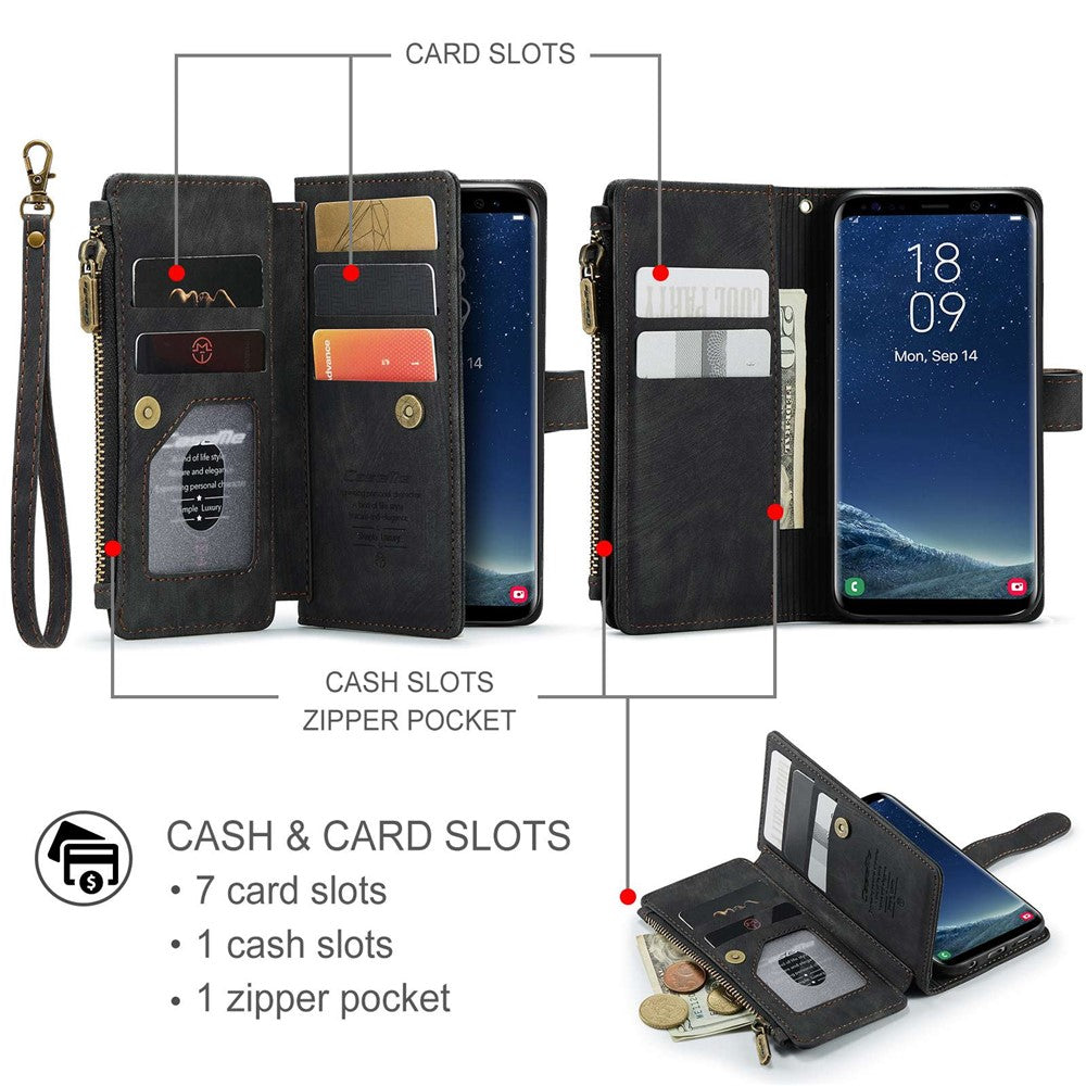 For Samsung Galaxy S20 4G / 5G Phone Cases with Strap CASEME C30 Zipper Multiple Card Holder PU Leather Cover