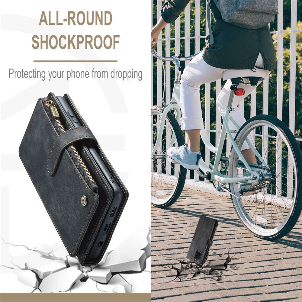 For Samsung Galaxy S20 4G / 5G Phone Cases with Strap CASEME C30 Zipper Multiple Card Holder PU Leather Cover