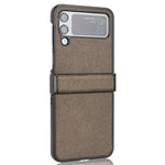 For Samsung Galaxy Z Flip4 5G Sand-like Texture PU Leather + PC Protective Phone Cover Folding Case with Side Hinge Design