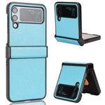 For Samsung Galaxy Z Flip4 5G Sand-like Texture PU Leather + PC Protective Phone Cover Folding Case with Side Hinge Design