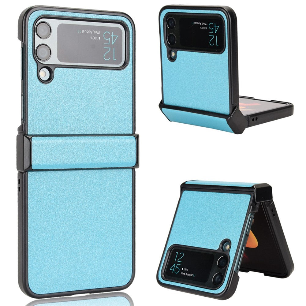 For Samsung Galaxy Z Flip4 5G Sand-like Texture PU Leather + PC Protective Phone Cover Folding Case with Side Hinge Design