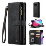 For Samsung Galaxy S10 Plus 4G Phone Cases with Strap CASEME C30 Zipper Multiple Card Holder PU Leather Cover