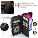 For Samsung Galaxy S10 Plus 4G Phone Cases with Strap CASEME C30 Zipper Multiple Card Holder PU Leather Cover
