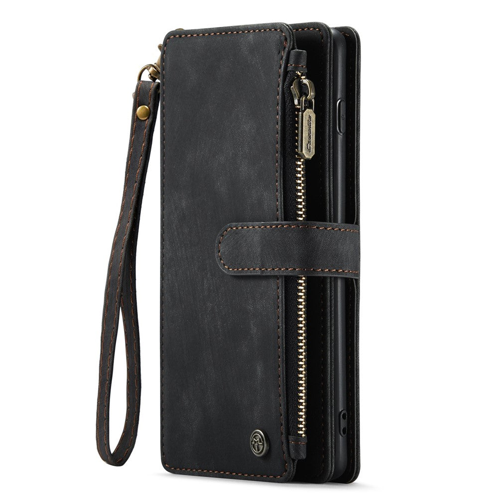 For Samsung Galaxy S10 Plus 4G Phone Cases with Strap CASEME C30 Zipper Multiple Card Holder PU Leather Cover