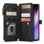 For Samsung Galaxy S10 Plus 4G Phone Cases with Strap CASEME C30 Zipper Multiple Card Holder PU Leather Cover