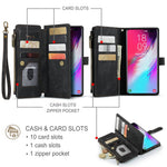 For Samsung Galaxy S10 Plus 4G Phone Cases with Strap CASEME C30 Zipper Multiple Card Holder PU Leather Cover