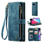 For Samsung Galaxy S10 Plus 4G Phone Cases with Strap CASEME C30 Zipper Multiple Card Holder PU Leather Cover