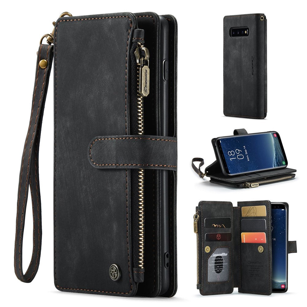 Til Samsung Galaxy S10 Telefoncovers med Rem CASEME C30 Lynlås Flere Kortrum PU Læder Cover