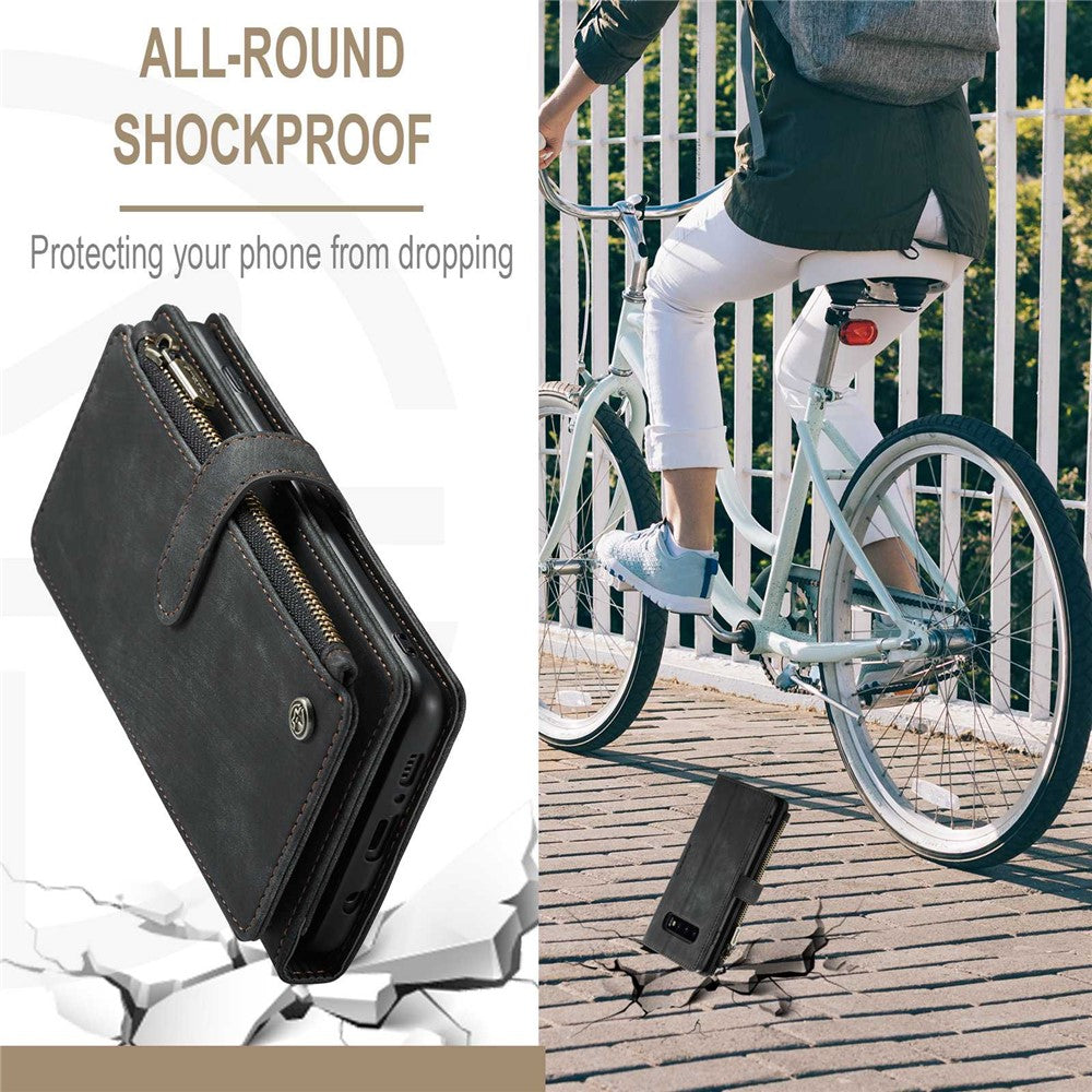 Til Samsung Galaxy S10 Telefoncovers med Rem CASEME C30 Lynlås Flere Kortrum PU Læder Cover